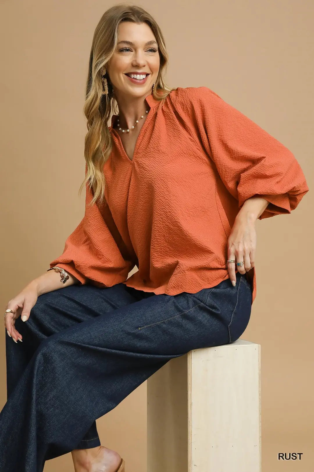 Blouse | Umgee Scalloped Rust | M