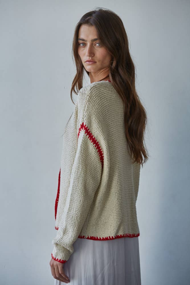Red Stitch Cardigan