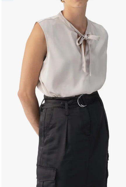 Blouse | Tie Neck Satin Shell | S