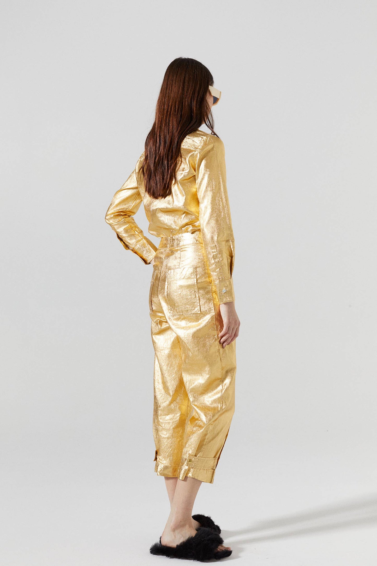 San Marino Metallic Linen Shirt | Gold | M