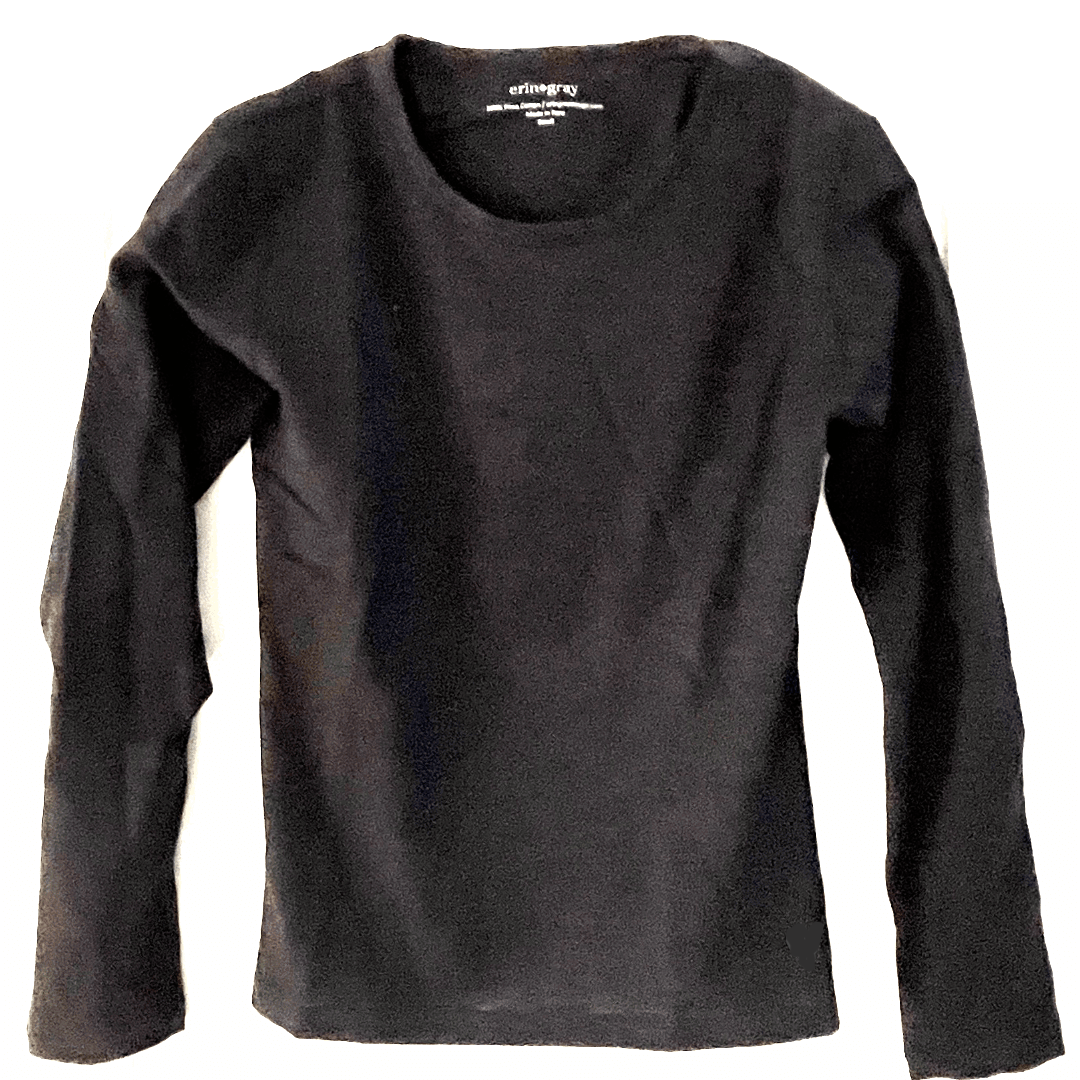 Tee | Long Sleeve Black Erin Gray Crew | L
