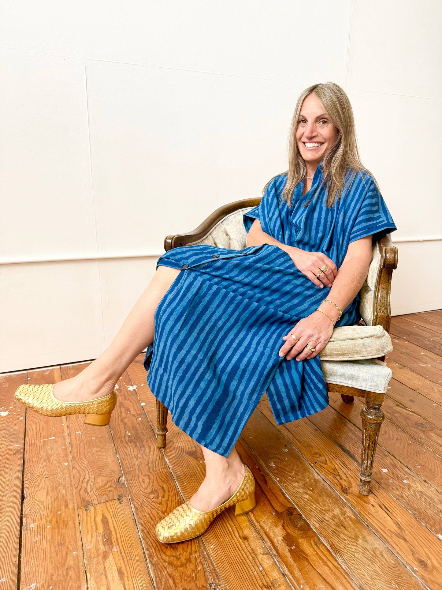Elise Indigo Stripe Dress