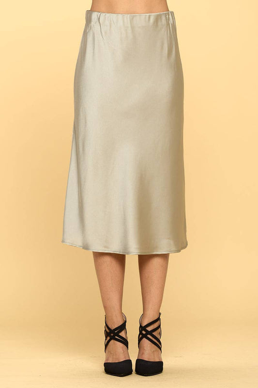 Skirt | Sage Satin Midi | M