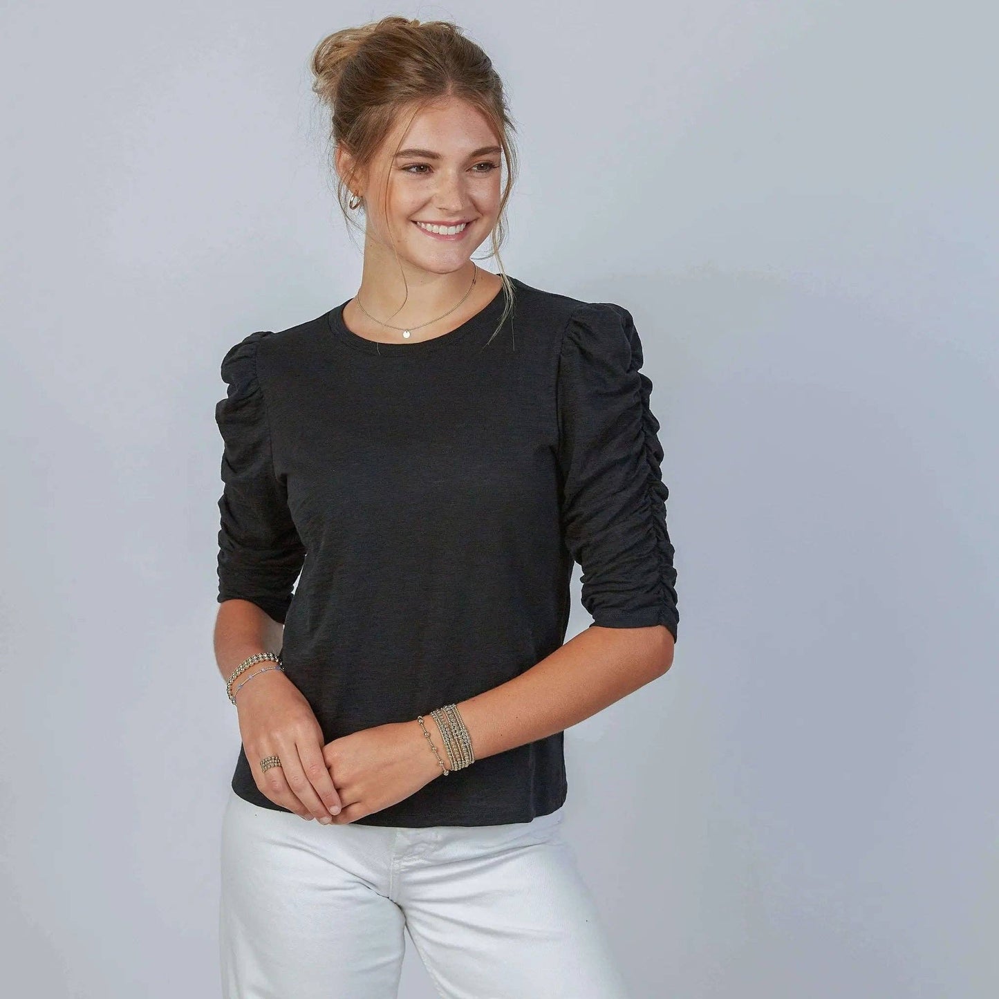 Sophie Elbow-Length Tee | Black