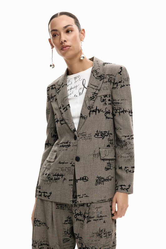 Checkered Lettering Blazer