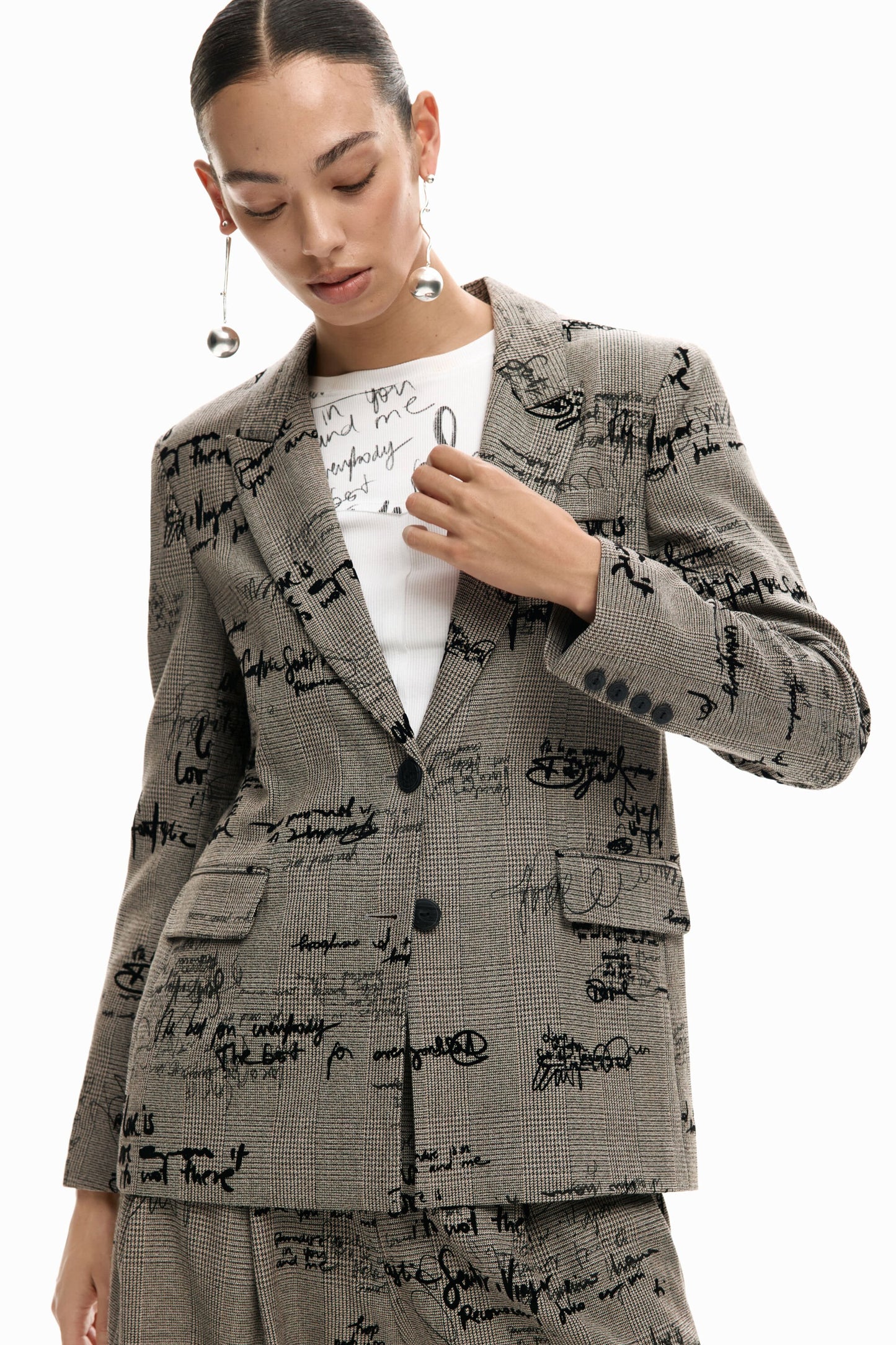 Checkered Lettering Blazer