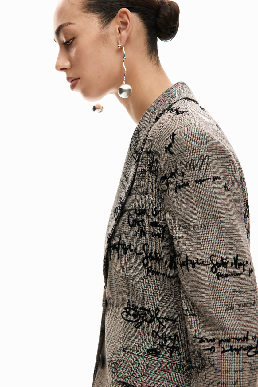 Checkered Lettering Blazer