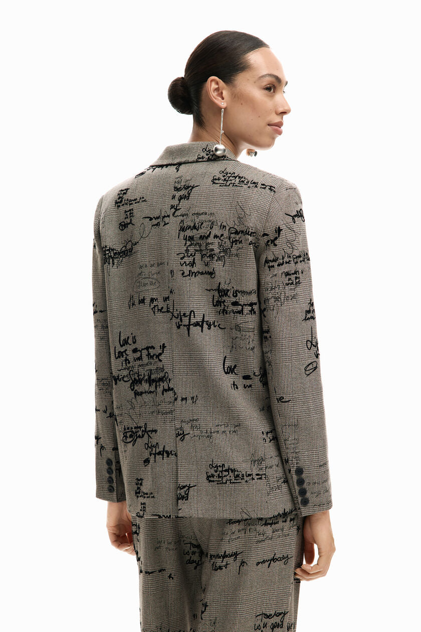 Checkered Lettering Blazer