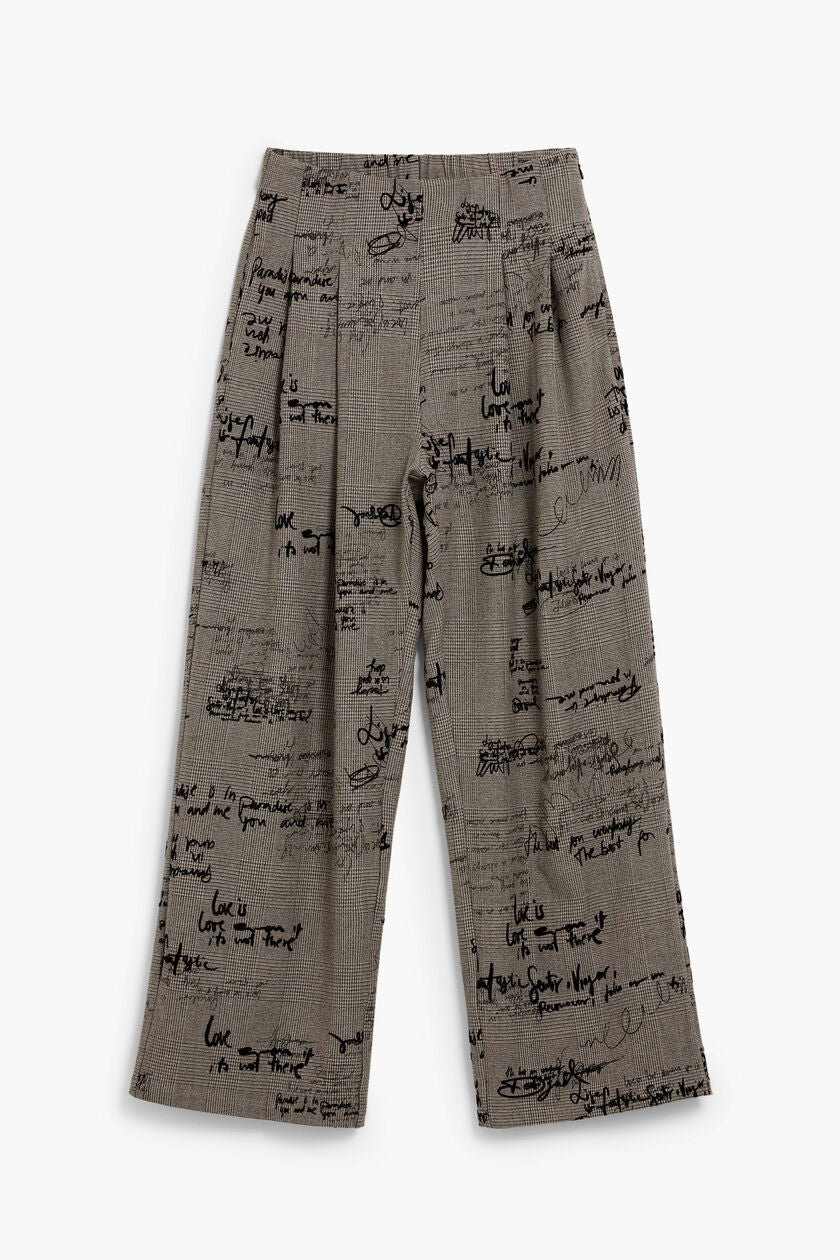 Plaid Lettering Trousers