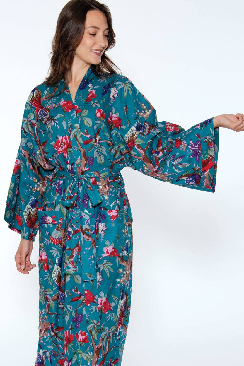 Kimono Robe | Black + Rose
