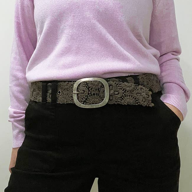 Belt | Grey Embroidered | L