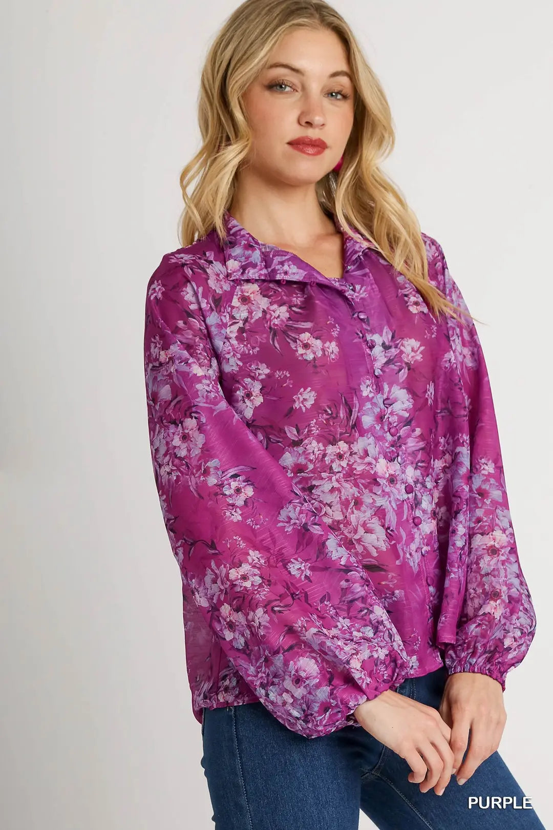 Umgee Long Sleeve Purple Blouse