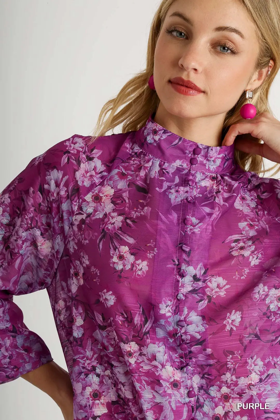 Umgee Long Sleeve Purple Blouse