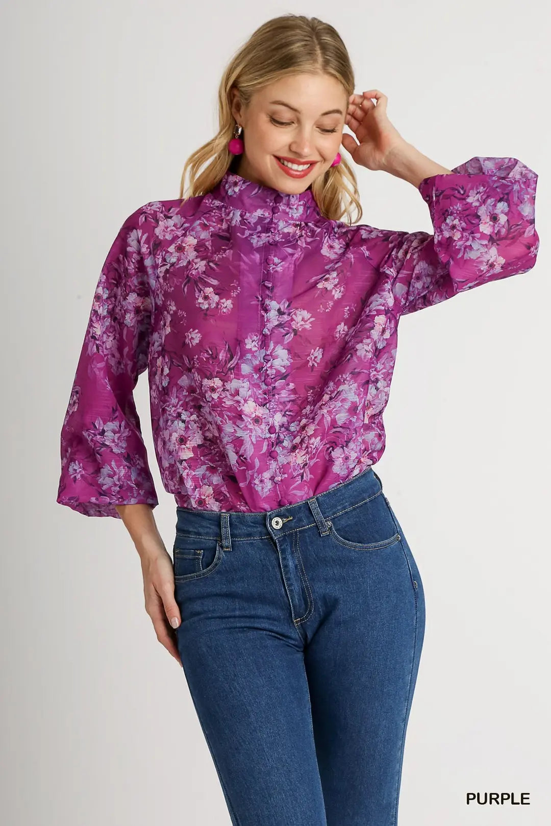 Umgee Long Sleeve Purple Blouse