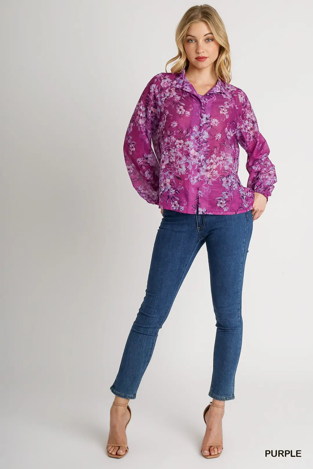 Umgee Long Sleeve Purple Blouse