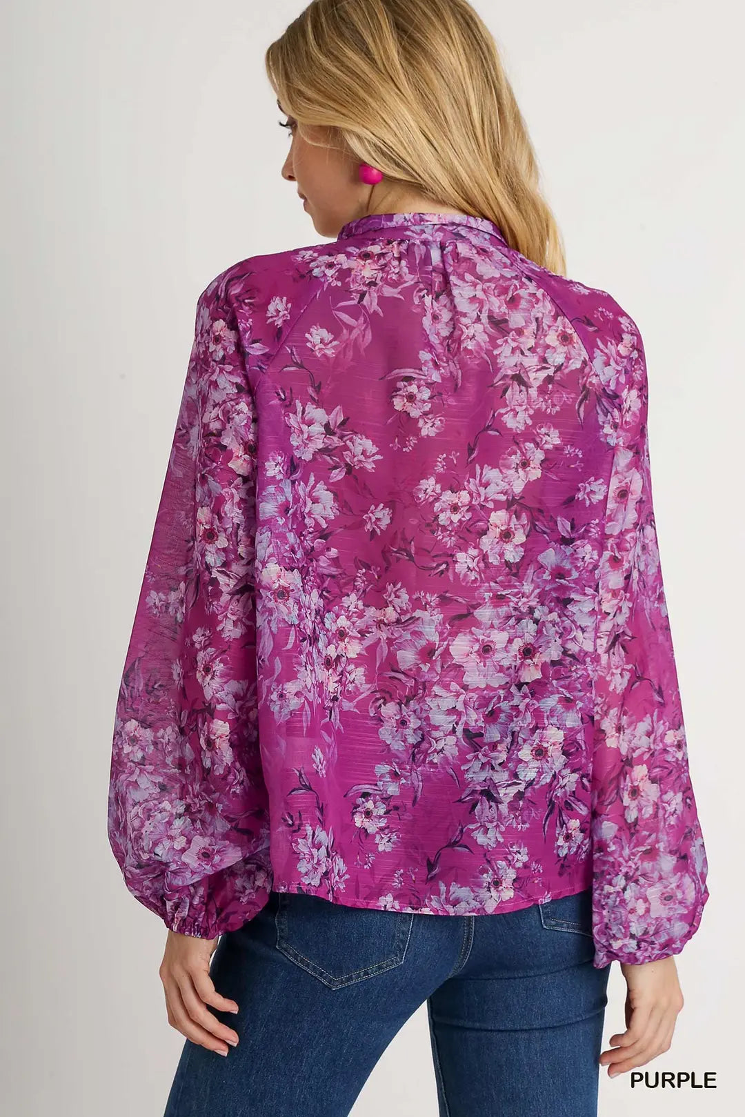 Umgee Long Sleeve Purple Blouse