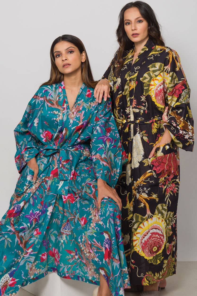 Kimono Robe | Black + Rose