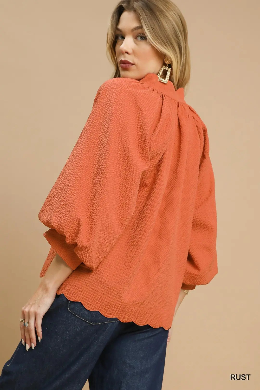 Blouse | Umgee Scalloped Rust | M