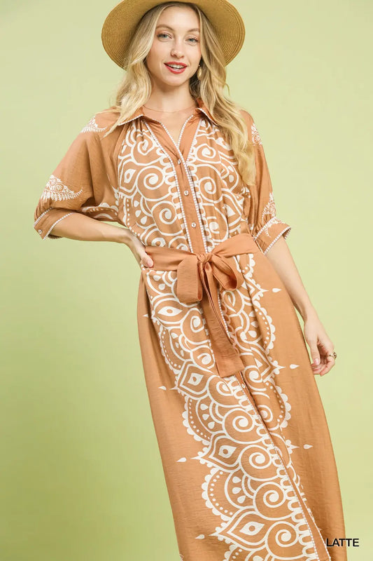 Latte Paisley Maxi Dress