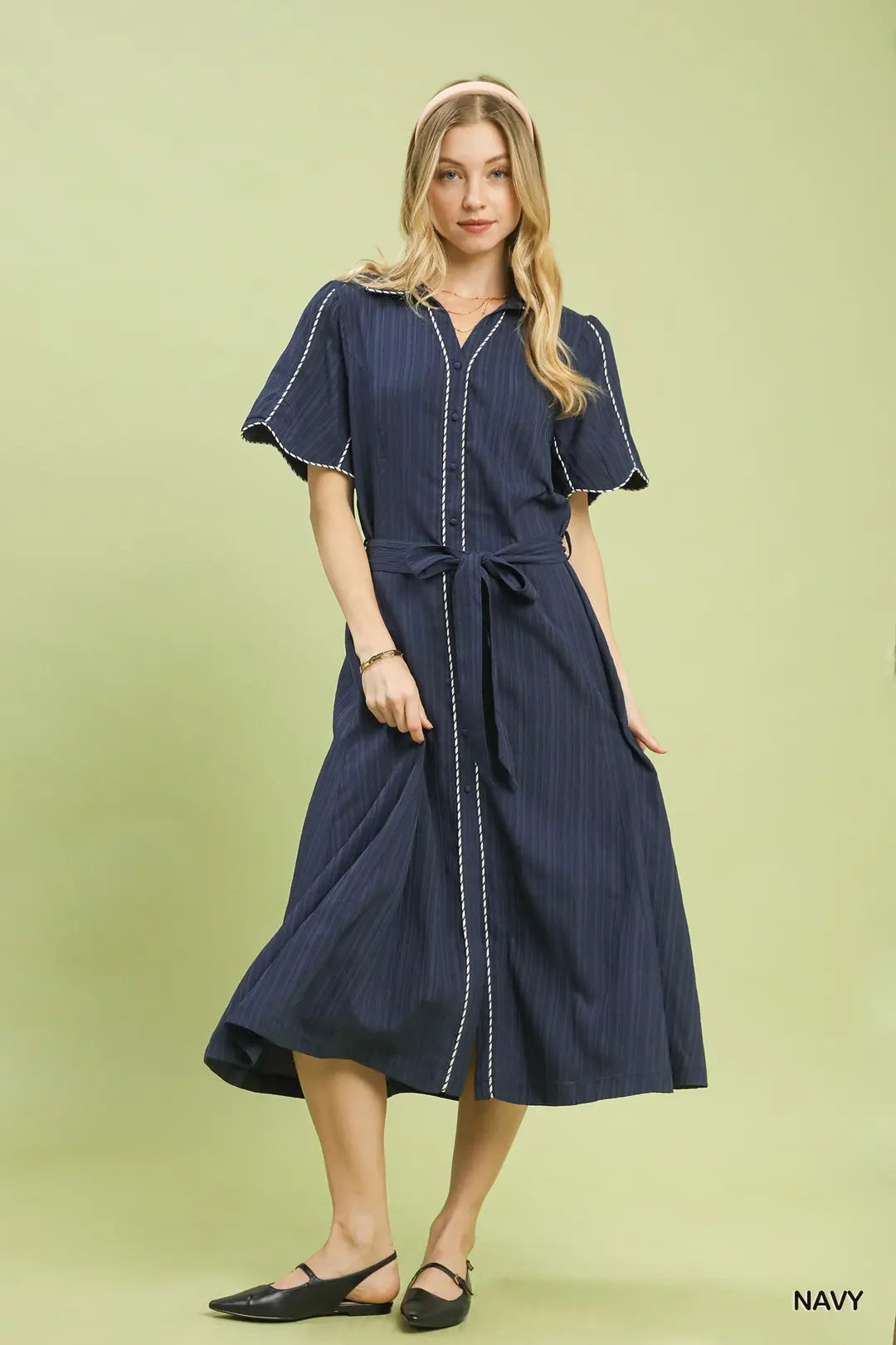 Navy Button-Down Dress