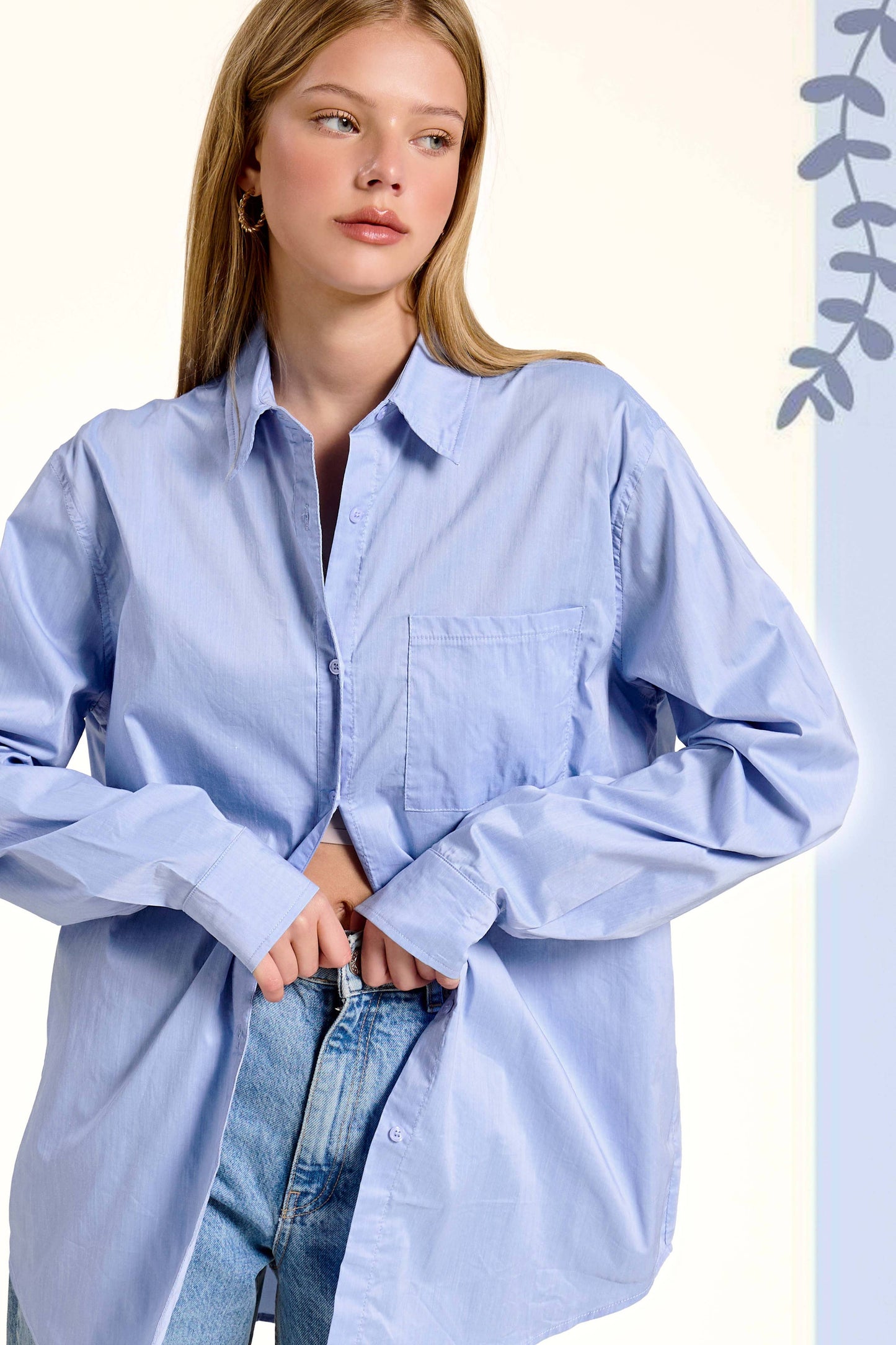 La Miel Blue Button Up Top