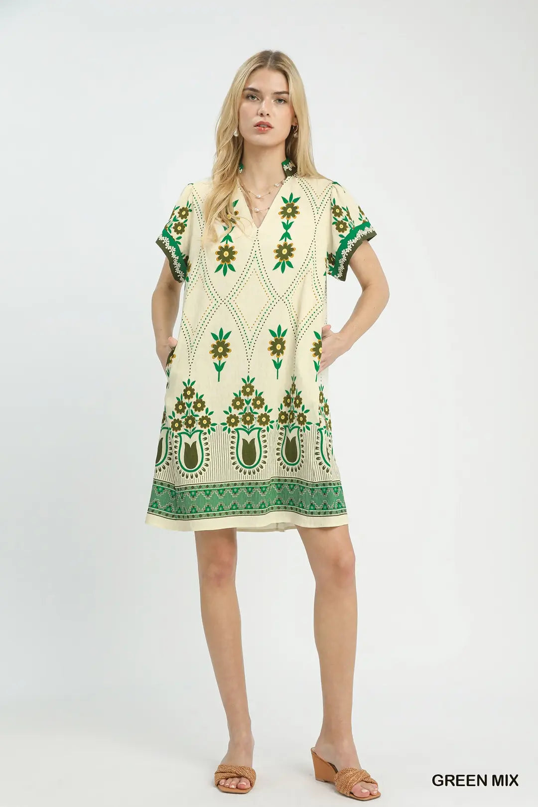 Green Print Dress