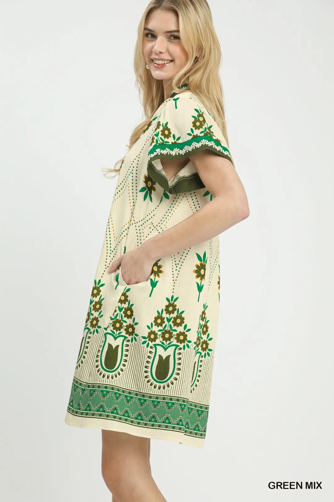 Green Print Dress