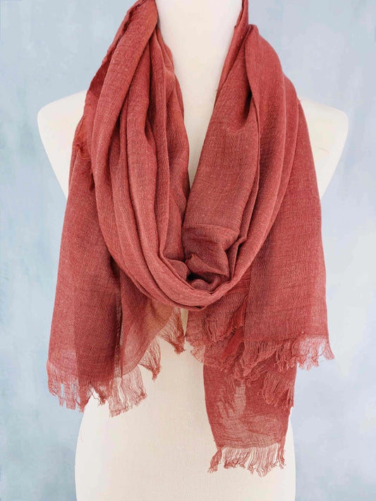 Scarf | Oversized Frayed Red