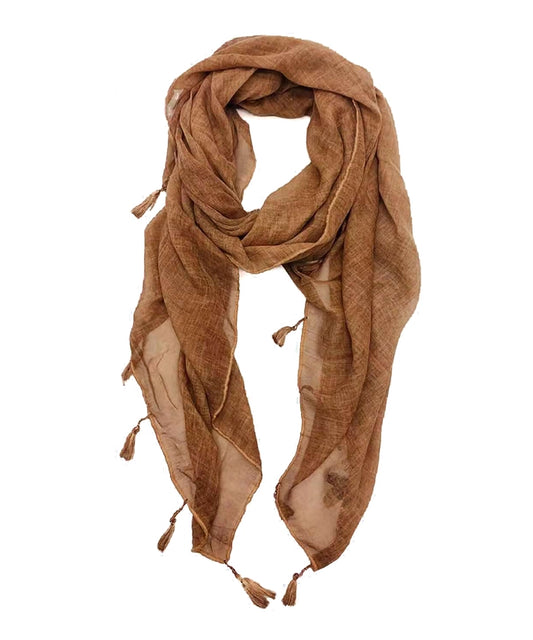 Scarf | Tassel-Trim Brown