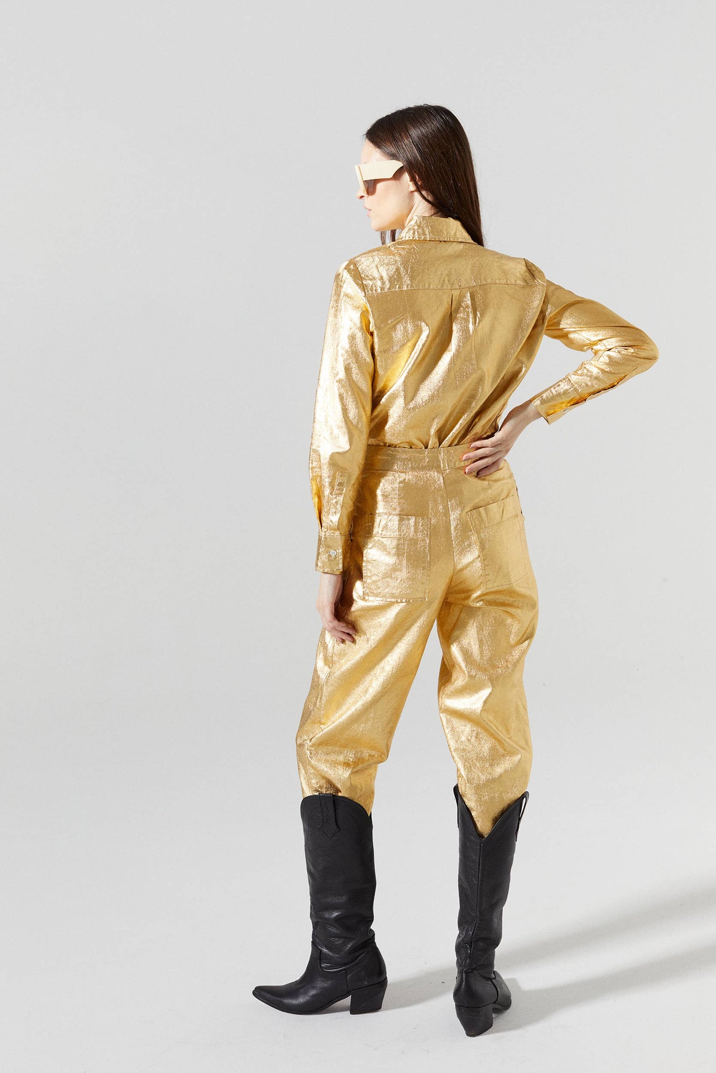 San Marino Metallic Linen Shirt | Gold | L