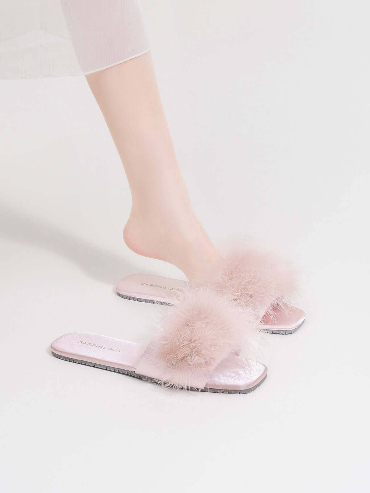 Shoe | Pink Feather Slippers | 5/6