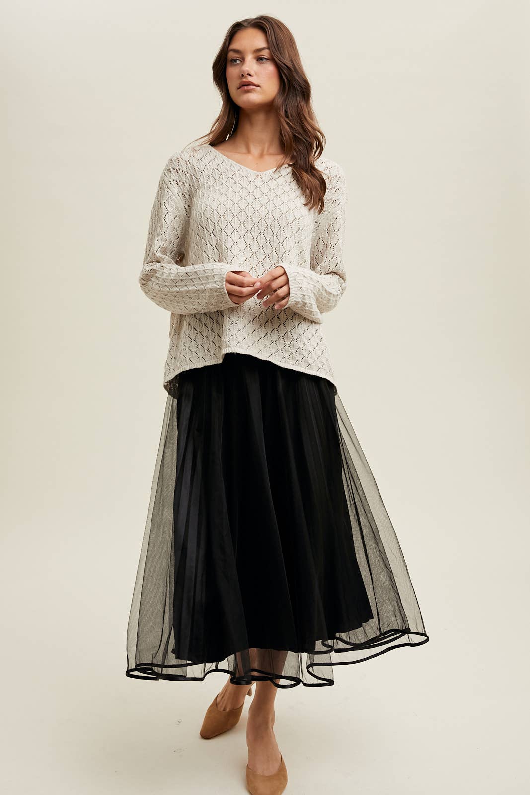 Skirt | Black Tulle Midi | S