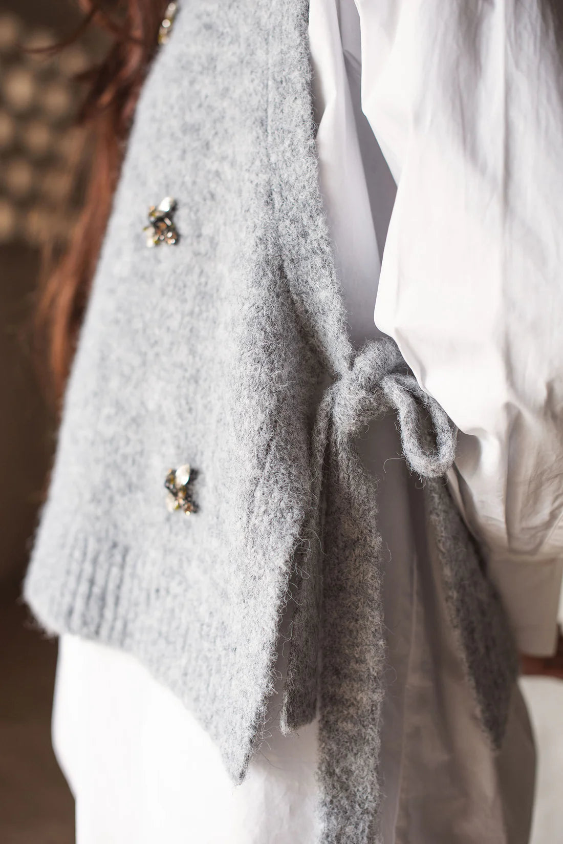 SUMMUM Grey Bee Sweater Vest