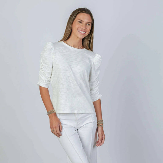 Sophie Elbow-Length Tee | White