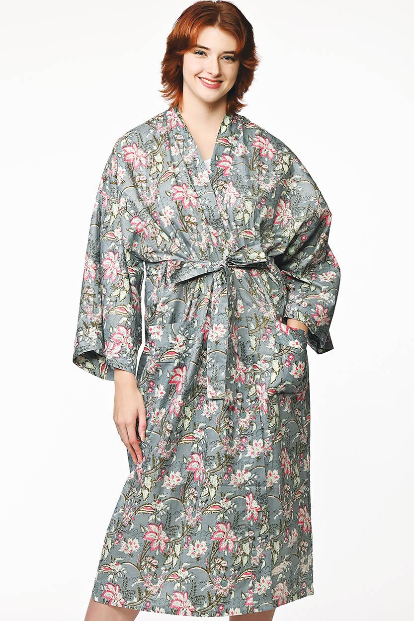 Kimono Robe | Black + Rose