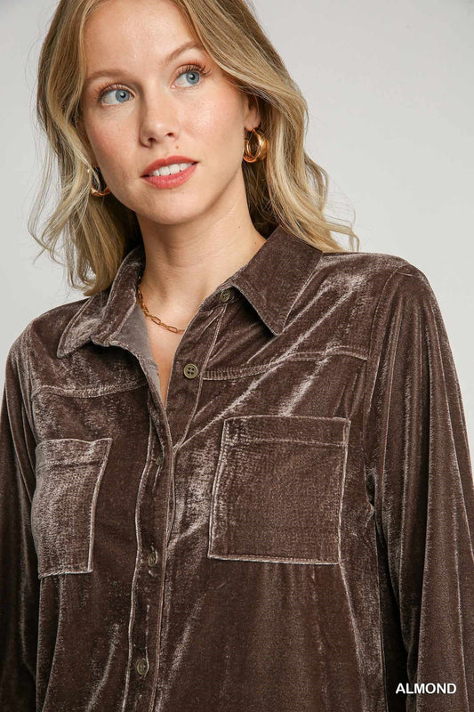Blouse | Umgee Brown Velvet | L