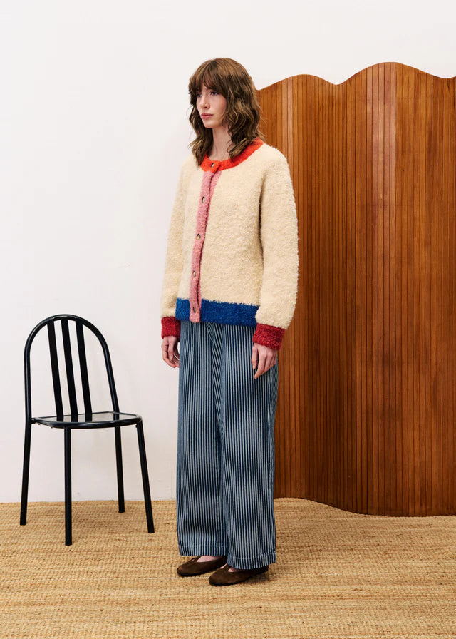 FRNCH Cyclamen Cream Cardigan