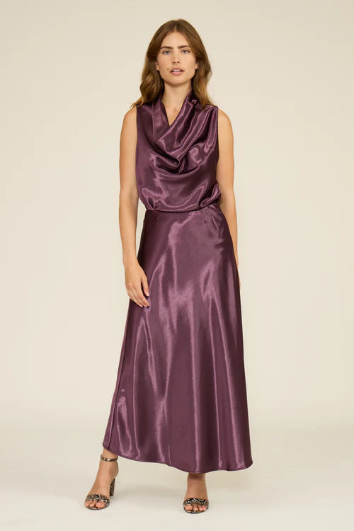 Lucy Paris Plum Satin Skirt