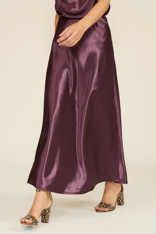 Lucy Paris Plum Satin Skirt