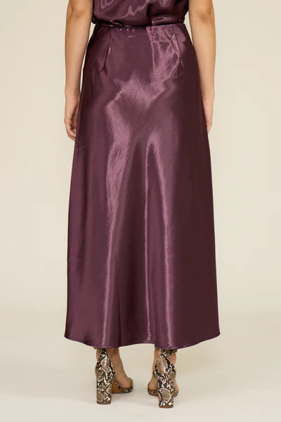 Lucy Paris Plum Satin Skirt