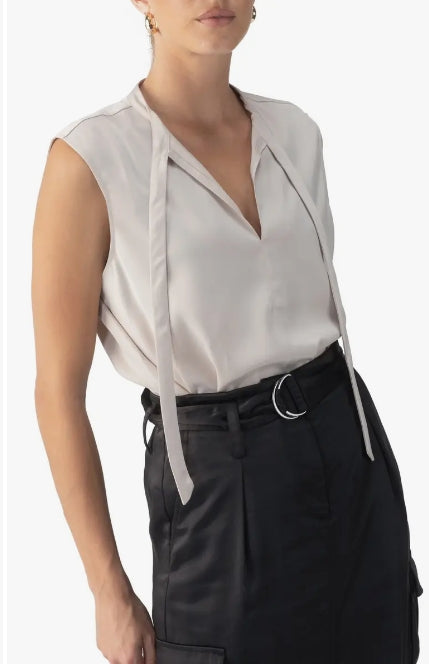 Blouse | Tie Neck Satin Shell | XL