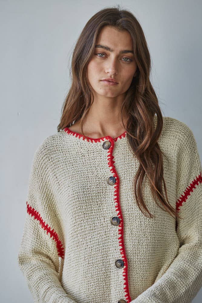 Red Stitch Cardigan