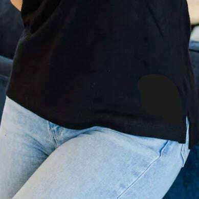 Tee | Long Sleeve Black Erin Gray Crew | L