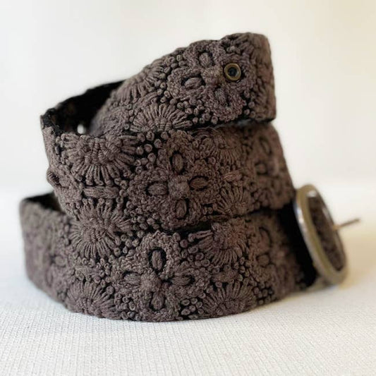 Belt | Grey Embroidered | L