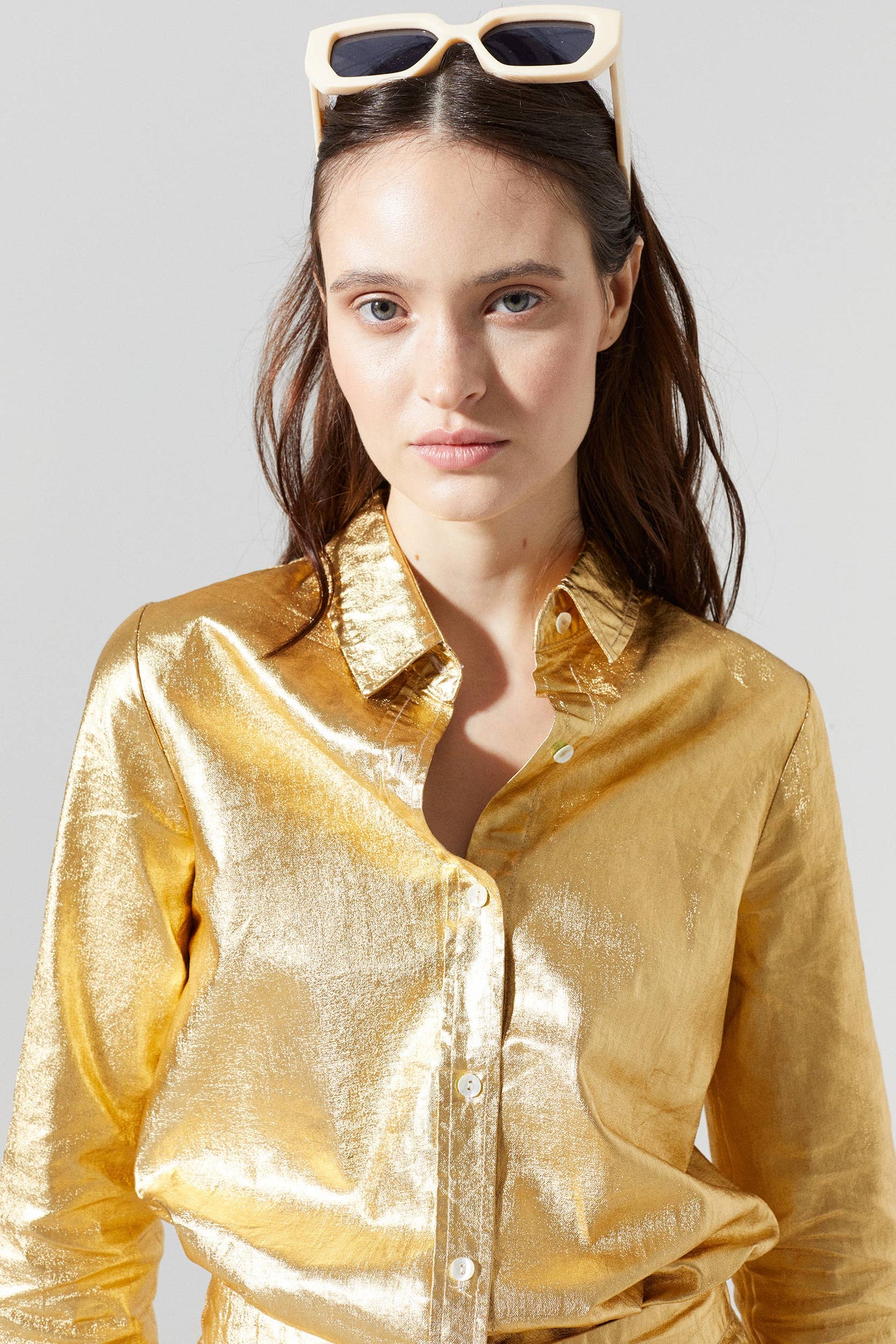 San Marino Metallic Linen Shirt | Gold | L
