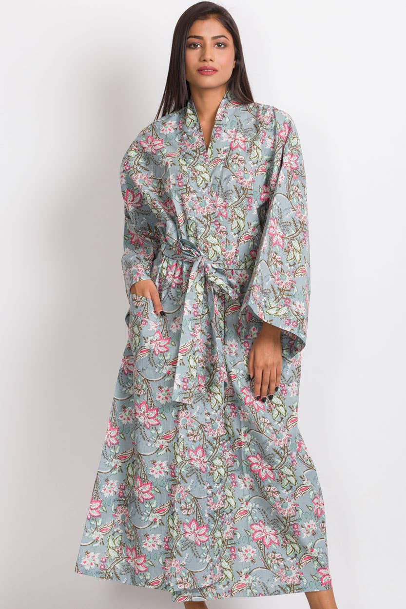 Kimono Robe | Black + Rose