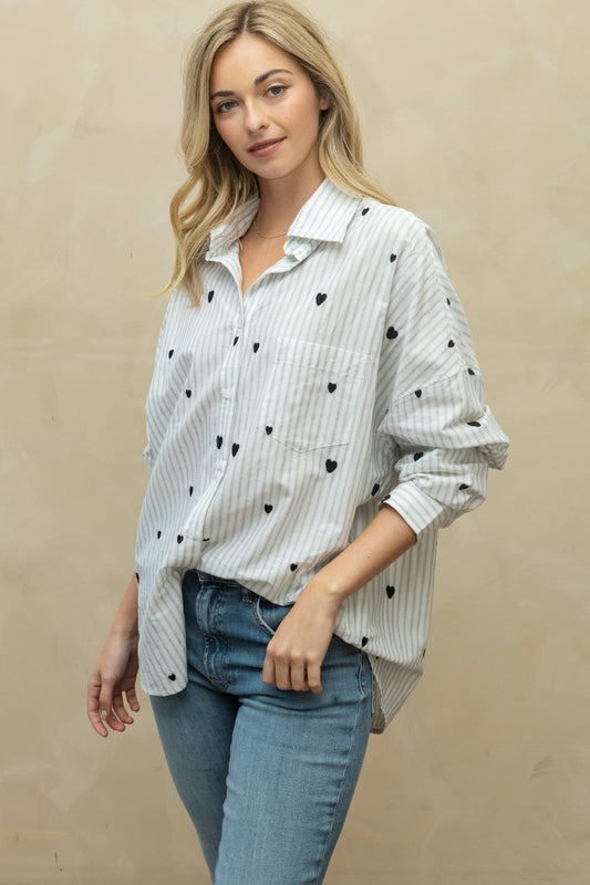 Heart Embroidery Shirt