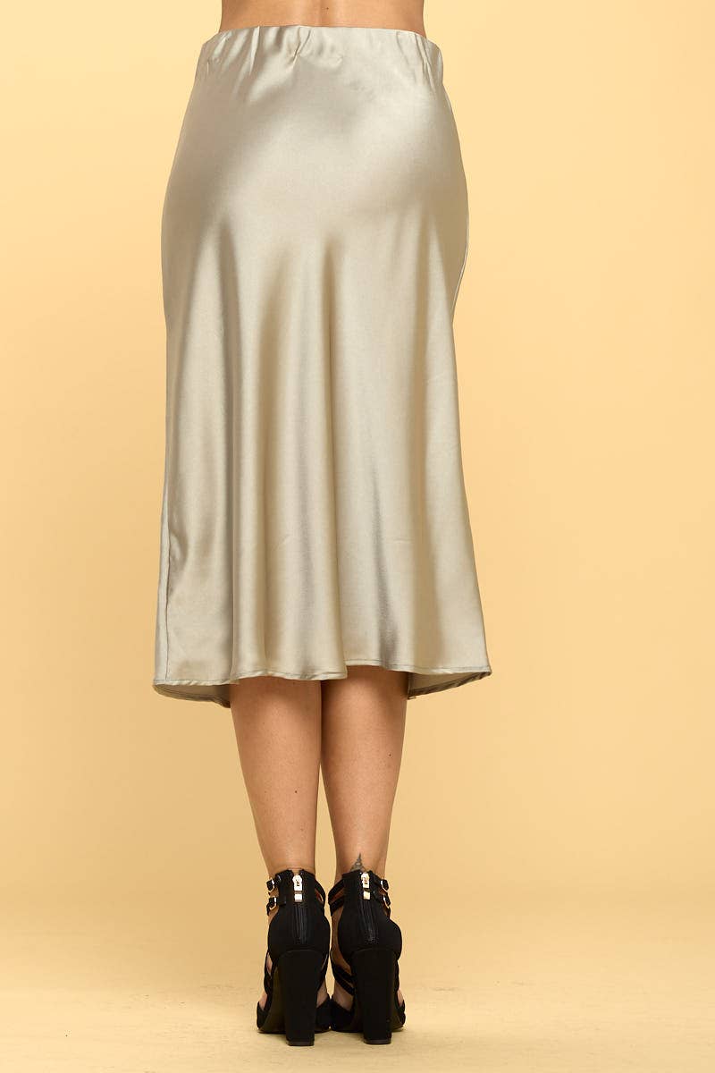 Skirt | Sage Satin Midi | M