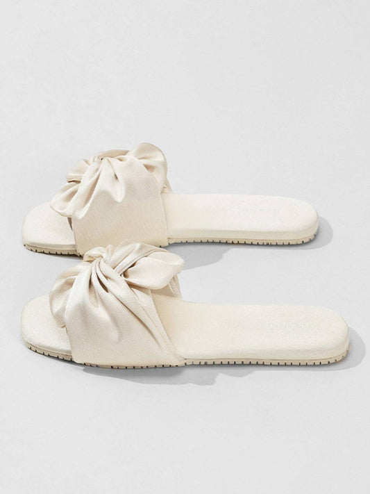 Shoe | Silky Satin Bow Slippers | 7/8