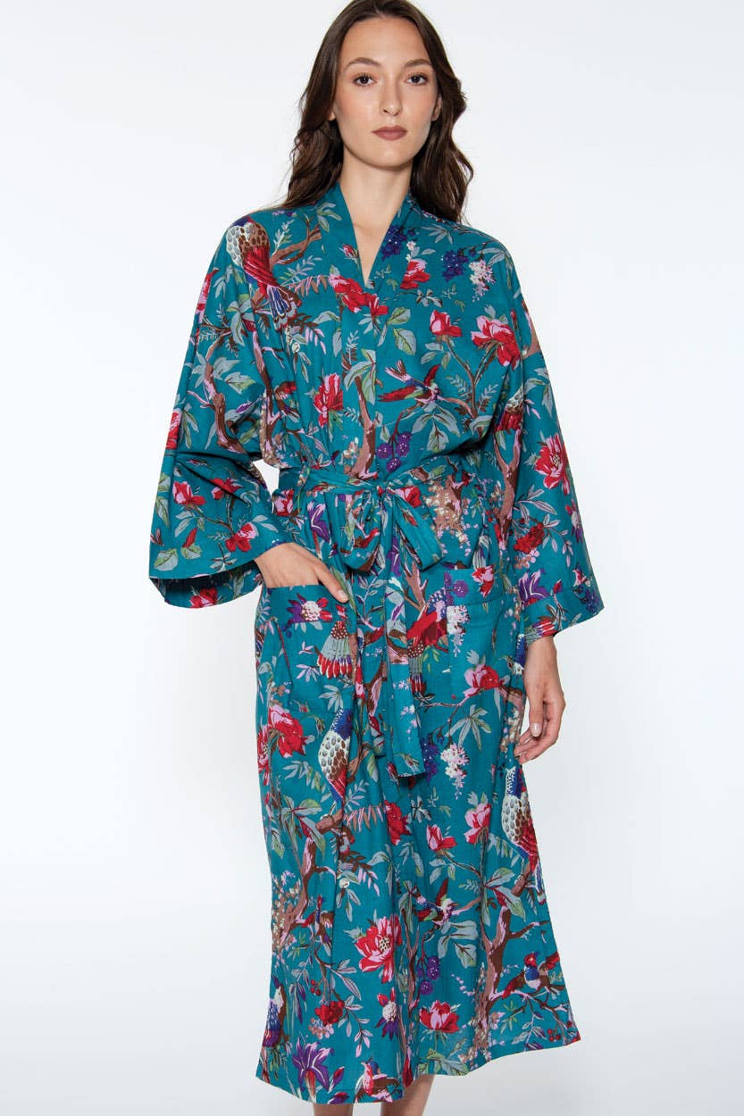 Kimono Robe | Black + Rose